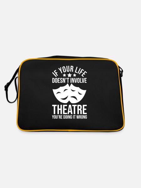 Theater Schauspieler Theaterbühne Theaterstück - Retro Tasche - Schwarz/Gold - Hinten