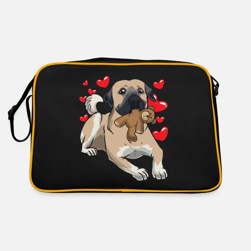 Kangal dog with stuffed toy and many hearts Retro Bag