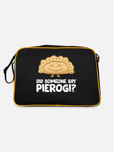 Lustiger Pierogi-Liebhaber Hat jemand Pierogi - Retro Tasche - Schwarz/Gold - Hinten