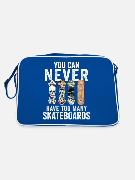 Skateboardfahrer Skater Skateboarder Skateboards - Retro Tasche - Blau/Weiß - Hinten