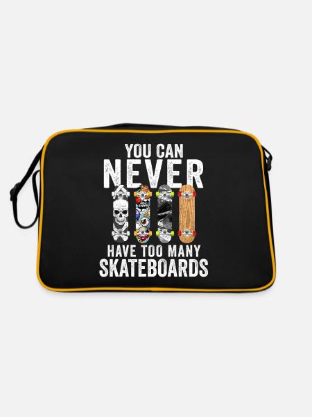 Skateboardfahrer Skater Skateboarder Skateboards - Retro Tasche - Schwarz/Gold - Hinten