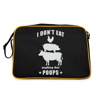 Vegetarier Geschenk - Retro Tasche - Schwarz/Gold - Hinten
