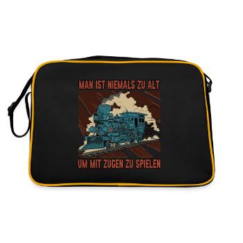Zugfahrer Züge Bahnfahrer Bremser Beruf Lokomotive - Retro Tasche - Schwarz/Gold - Hinten