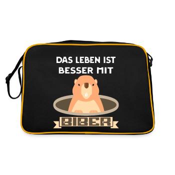 Beaver Rodent Costume Conservationist Gift Idea - Retro Bag - black/gold - Back