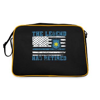 Polizei The Legend Has Retired USA Flagge - Retro Tasche - Schwarz/Gold - Hinten