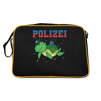 Police turtle with police cap and as car - Retro Bag - black/gold - Back