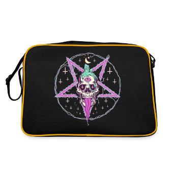 Pastel Goth Skull Creepy Wicca Aesthetic Witch - Retro Tasche - Schwarz/Gold - Hinten