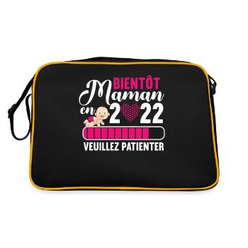 Bientôt Maman 2022 Future Mère Annonce Grossesse - Sac Retro - noir/or - Dos