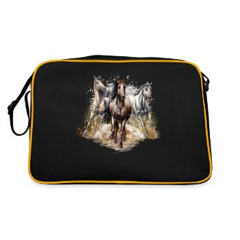Pferde - Retro Tasche - Schwarz/Gold - Hinten