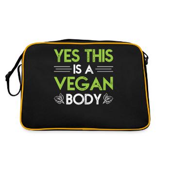 veganer Körper Vegan Veganer - Retro Tasche - Schwarz/Gold - Hinten