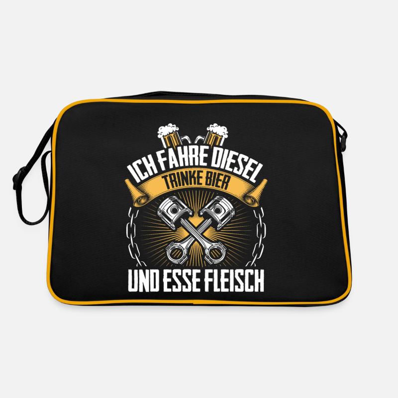 Ich Fahre Diesel Trinke Bier Und Esse Fleisch Retro Tasche