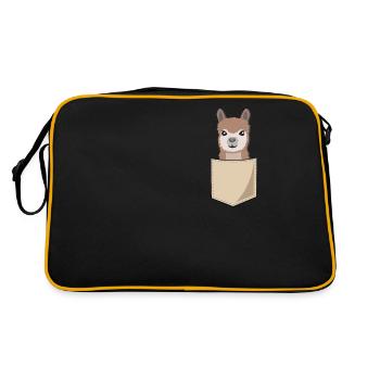 Alpaca Lama In Breast Bag Print Gift Camel - Retro Bag - black/gold - Back