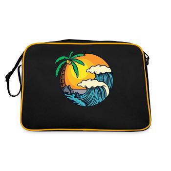 Plage île vagues palmiers - Sac Retro - noir/or - Dos