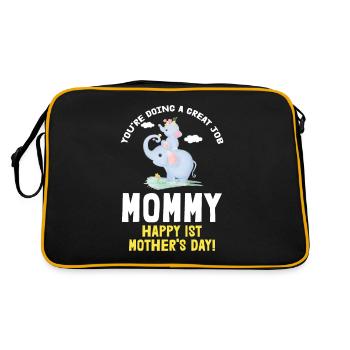Mother's Day Mother Mummy First Elephant Gift - Retro Bag - black/gold - Back