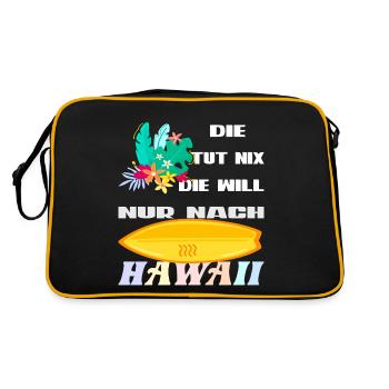 Hawaii Honolulu Hawaiian Geschenk - Retro Tasche - Schwarz/Gold - Hinten