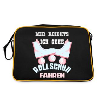 Rollschuh Rollschuhe Rollschuhlaufen Geschenk - Retro Tasche - Schwarz/Gold - Hinten