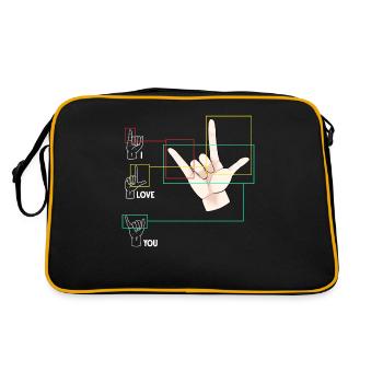 Zeichensprache Handzeichen ASL Ich liebe dich - Retro Tasche - Schwarz/Gold - Hinten