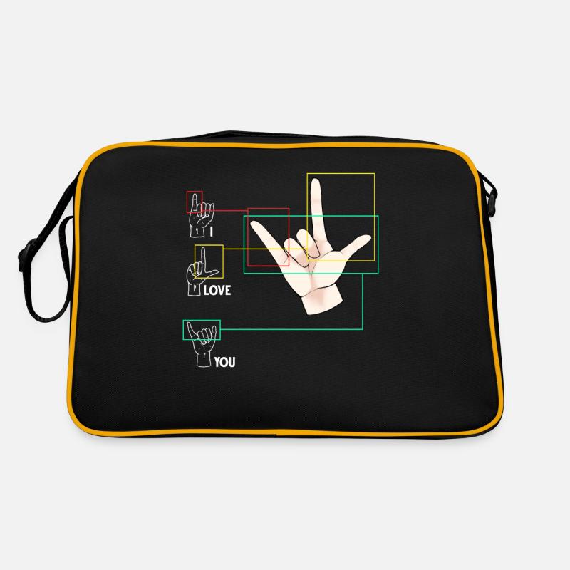Zeichensprache Handzeichen ASL Ich liebe dich Retro Tasche
