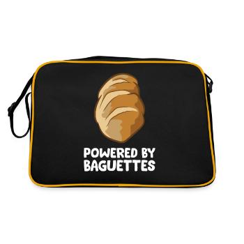 Funny Baguette Lover Powered By Baguettes - Retro Bag - black/gold - Back