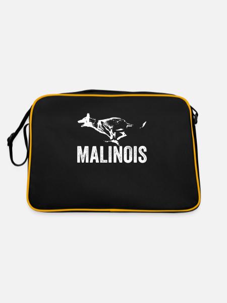Belgian Shepherd Dog I Mechelaar I Malinois - Retro Tasche - Schwarz/Gold - Hinten