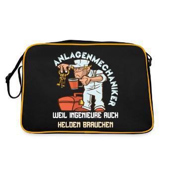 Anlagenmechaniker Installateur Heizung SHK helden - Retro Tasche - Schwarz/Gold - Hinten