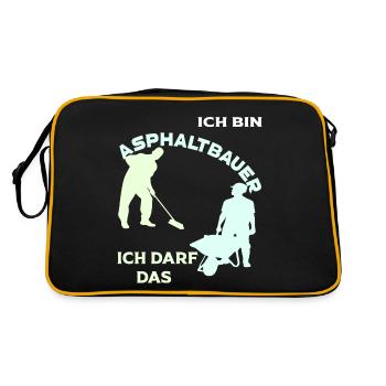Ich bin Asphaltbauer, ich darf das! - Retro Tasche - Schwarz/Gold - Hinten