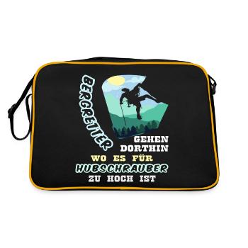 Bergretter Geschenk Bergrettung Wanderer - Retro Tasche - Schwarz/Gold - Hinten