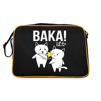 Japanese Anime Baka Neko Lustig Kawaii Cat - Retro Bag - black/gold - Back