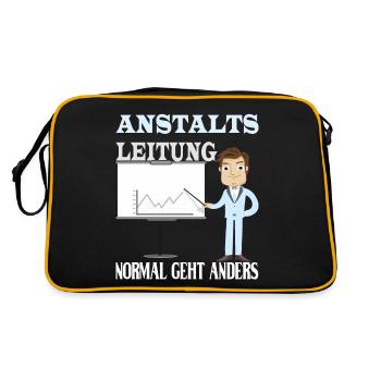 Anstaltsleitung normal geht anders - Retro Tasche - Schwarz/Gold - Hinten