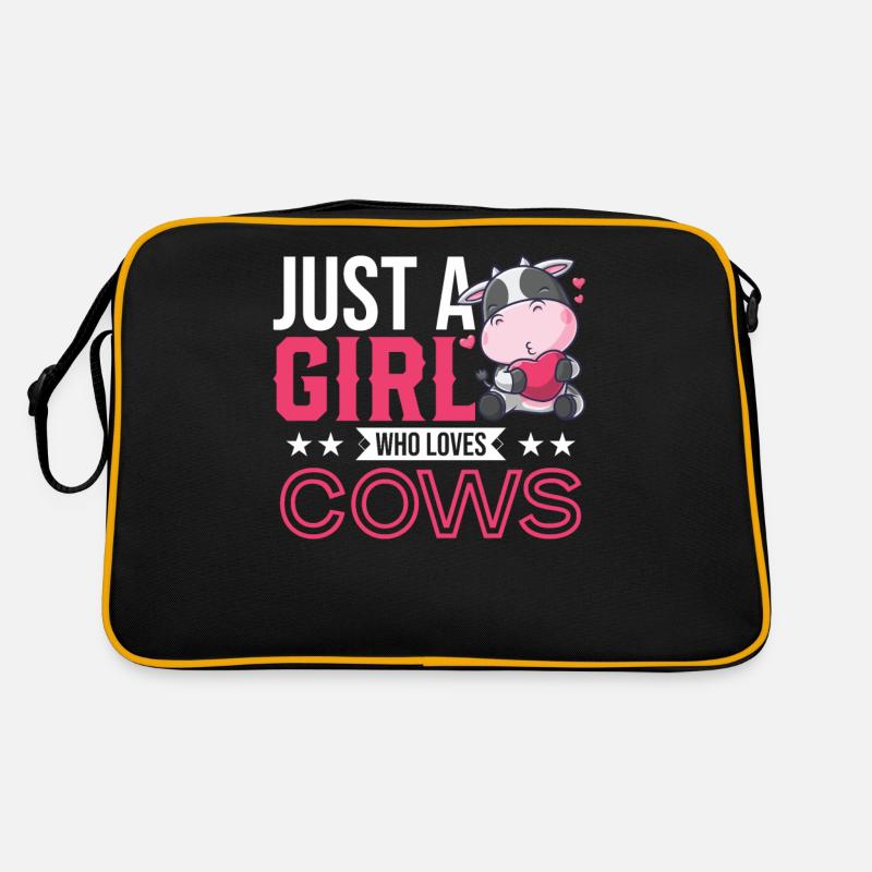 Nur ein Mädchen, das Kühe liebt Bauernhof Bäuerin Retro Tasche