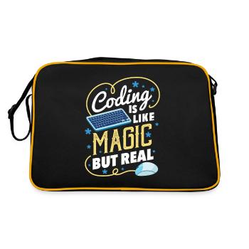 Lustiges Codier-Geschenk für einen Programmierer - Retro Tasche - Schwarz/Gold - Hinten