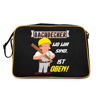 Dachdecker Dachdeckermeister Dachdecken - Retro Tasche - Schwarz/Gold - Hinten