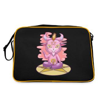 Pastel Goth Baphomet, Anime Witchcraft Baby - Retro Tasche - Schwarz/Gold - Hinten