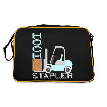 Hochstapler Staplerfahrer Gabelstaplerfahrer Lager - Retro Tasche - Schwarz/Gold - Hinten