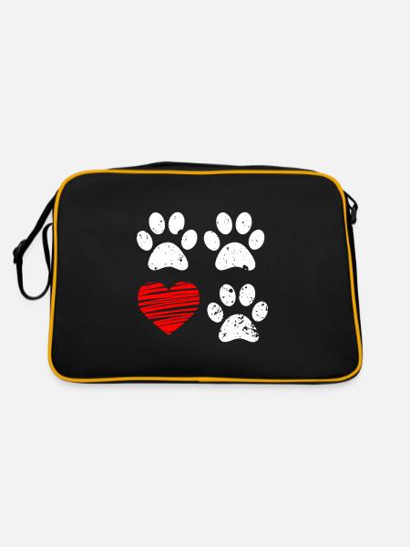 chien chien amour chien propriétaire animal cadeau - Sac Retro - noir/or - Dos