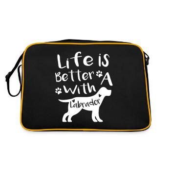 Life with labrador - Retro Tasche - Schwarz/Gold - Hinten