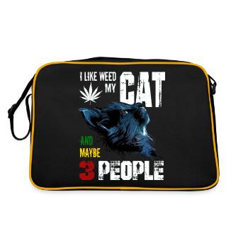 I Like Weed My Cat And Maybe 3 People graphic - Retro Bag - black/gold - Back