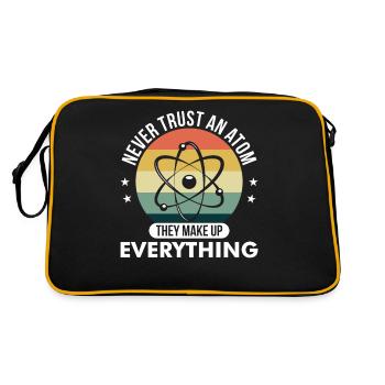 Traue nie einem Atom Lustiger Chemiker Wortspiel - Retro Tasche - Schwarz/Gold - Hinten