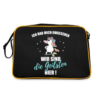 Ich Hab Mich Umgesehen Wir Sind Die Geilsten Hier - Retro Tasche - Schwarz/Gold - Hinten