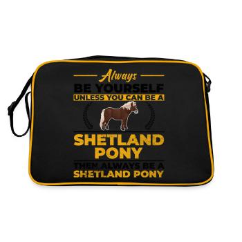 Shetland Ponys sort Pony femmes cadeau - Sac Retro - noir/or - Dos