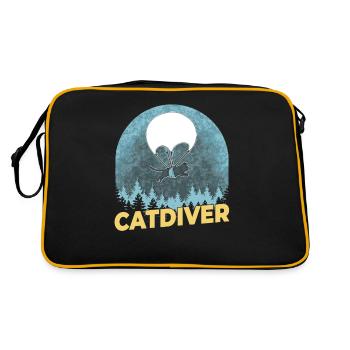Catdiver - Funny Skydiving Cat - Retro Bag - black/gold - Back