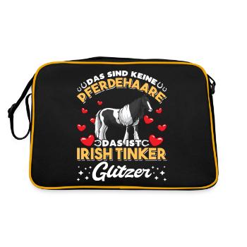 Irish Tinker Pferde Spruch Pferdehaare lustig - Retro Tasche - Schwarz/Gold - Hinten