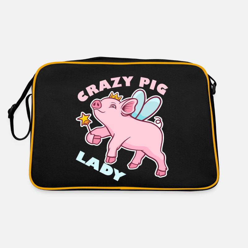 Crazy Pig Dame Rose cochon cadeau Sac Retro
