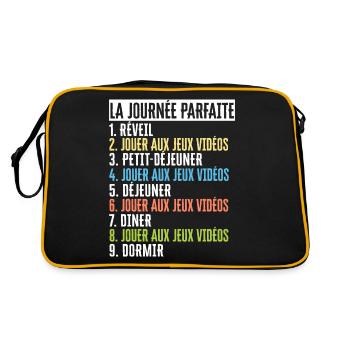 Cadeau Geek Gamer Ado La Journée Parfaite Humour - Sac Retro - noir/or - Dos
