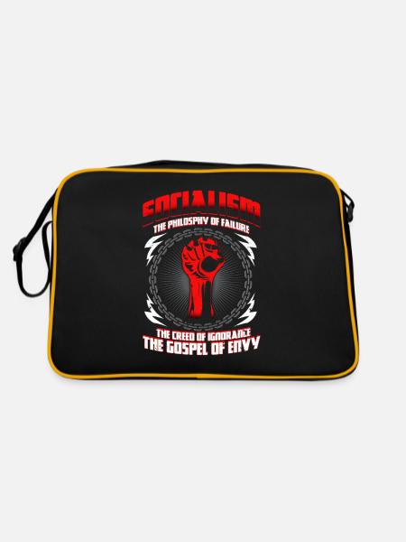 Capitalist Quote Anti Socialism Gift - Retro Bag - black/gold - Back