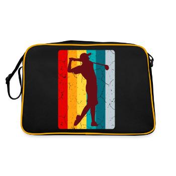 GOLF RETRO Golfer Outfit Golferinnen Golf Spieler - Retro Tasche - Schwarz/Gold - Hinten