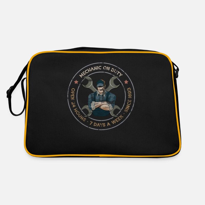 Mechanic on duty car mechanic workshop Retro Bag