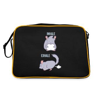 Chinchilla Inhale Exhale Lustiges Chinchilla Yoga - Retro Tasche - Schwarz/Gold - Hinten