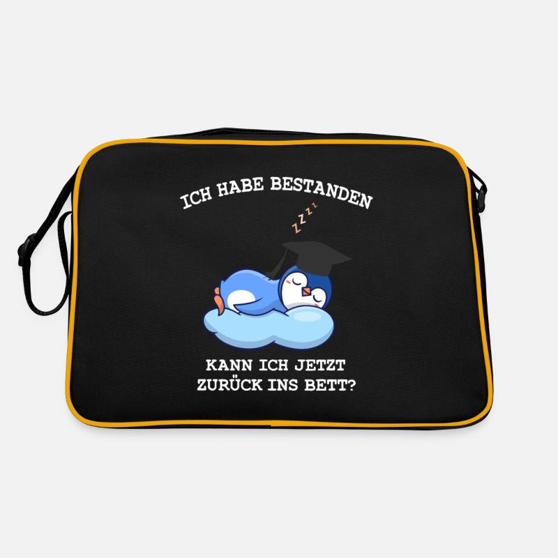Bachelor Abschluss 2021 Pinguin Bachelor Prüfung - Retro Tasche - Schwarz/Gold
