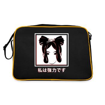 Sad Girl Aesthetic EGirl Anime Girl - Retro Bag - black/gold - Back